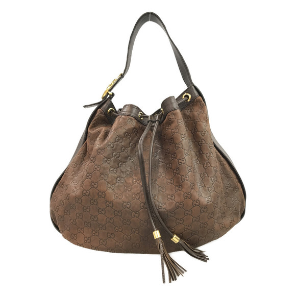 Gucci Shoulder Bag Interlocking Drawstring Leather Bag - Picture 1 of 8